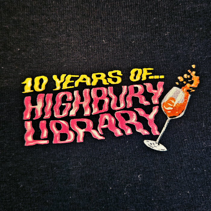 <p>10 Years of Highbury Library<br>Black Short Sleeve T-Shirt</p>