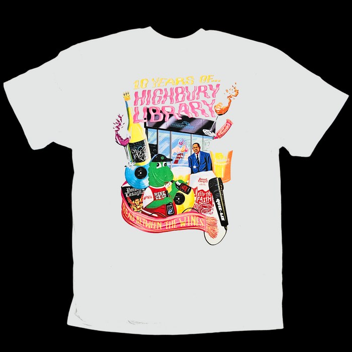 <p>10 Years of Highbury Library<br>White Short Sleeve T-Shirt</p>