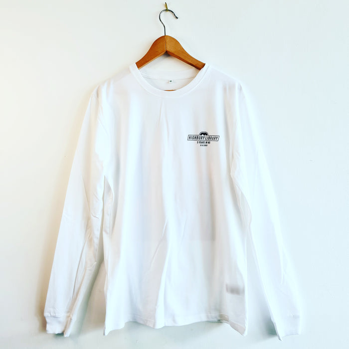 <p>White Long Sleeve T-Shirt<br>5 Years in N5</p>